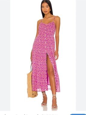 Banjanan “Surreal Dream Mauve”Patterned Maxi Dress with Slit Premium Cotton